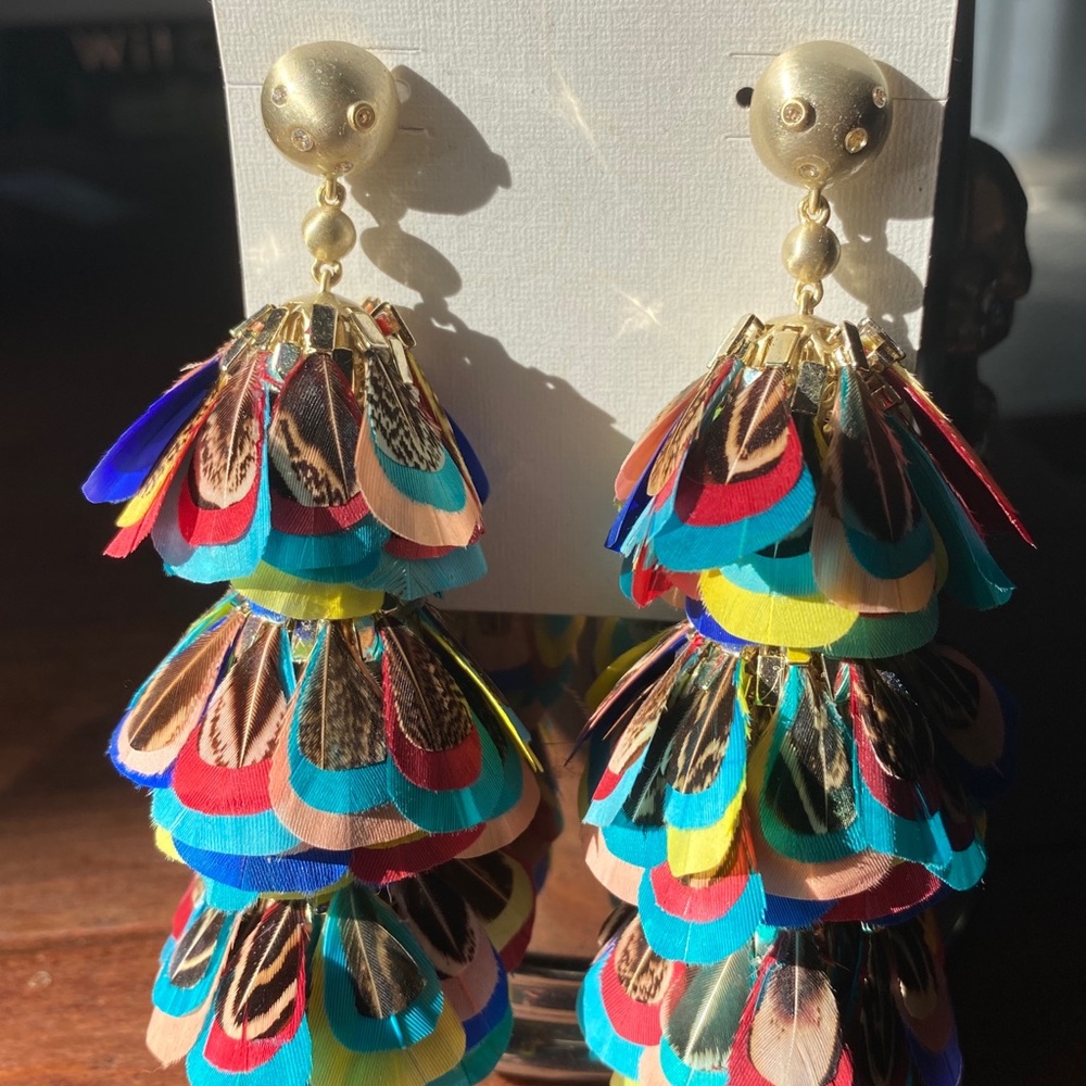 New Kendra Scott Lenni Rainbow feather earrings